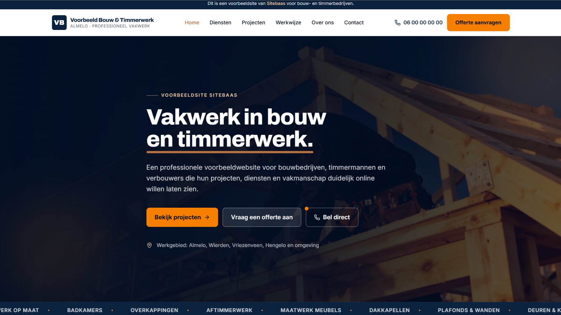 Voorbeeldwebsite Bouw & timmerwerk