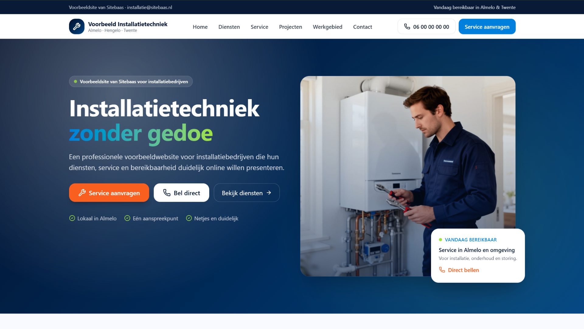 Voorbeeldwebsite Installatietechniek